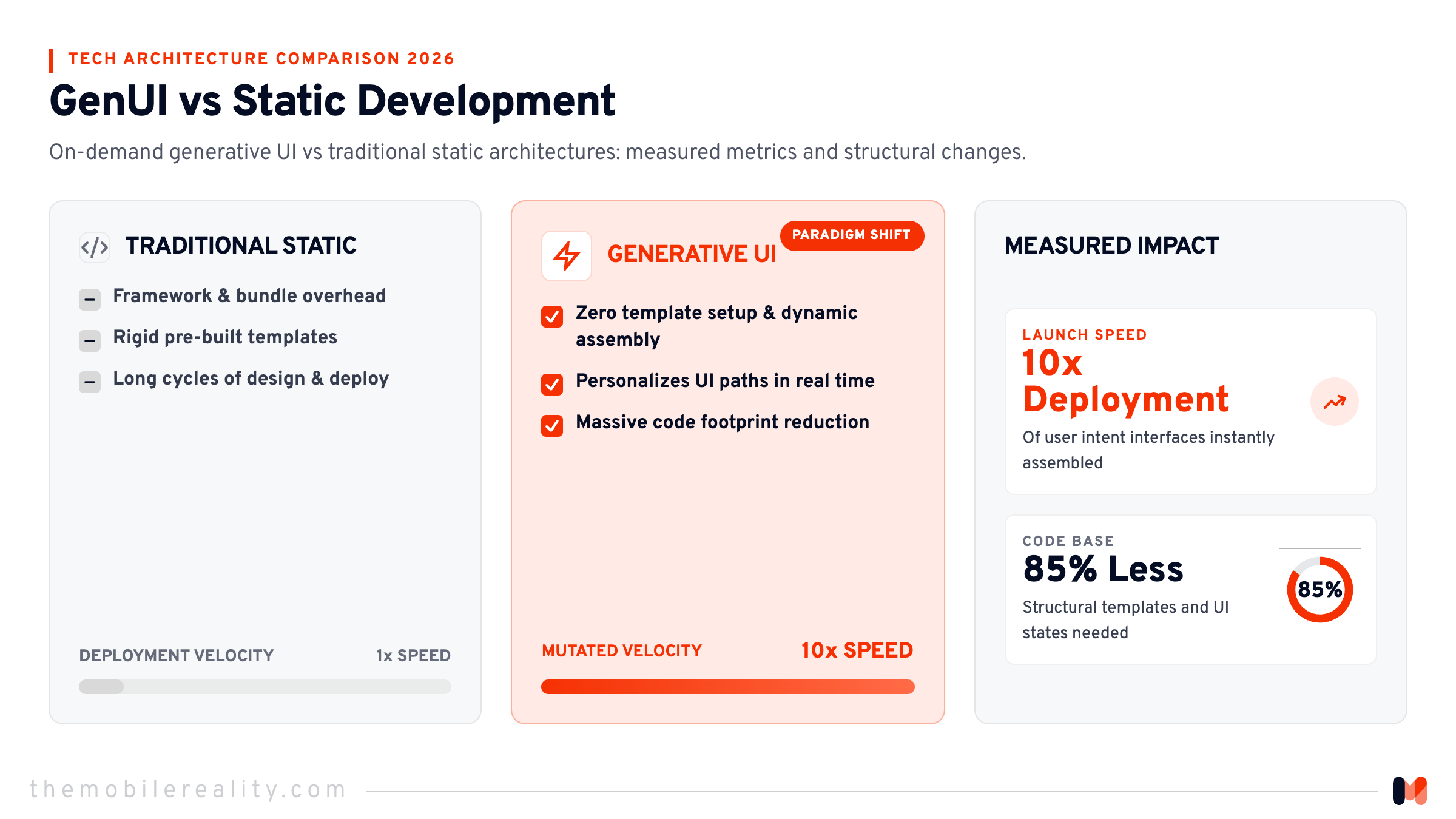 On-demand generative UI vs traditional static development.