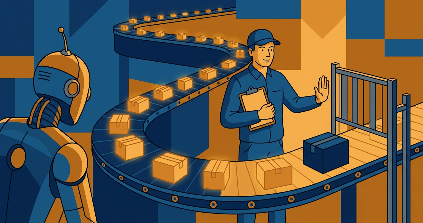 An inspector at a gate checking work that a distracted orchestrator missed