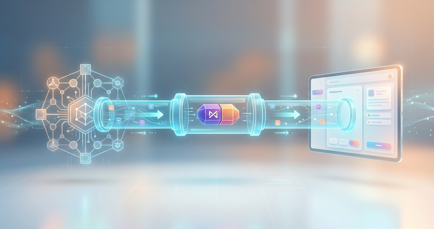 Explore how AG-UI protocol streams 17 event types for real-time AI agent interaction, contrasting with MDMA's Markdown-based generative UI content format.