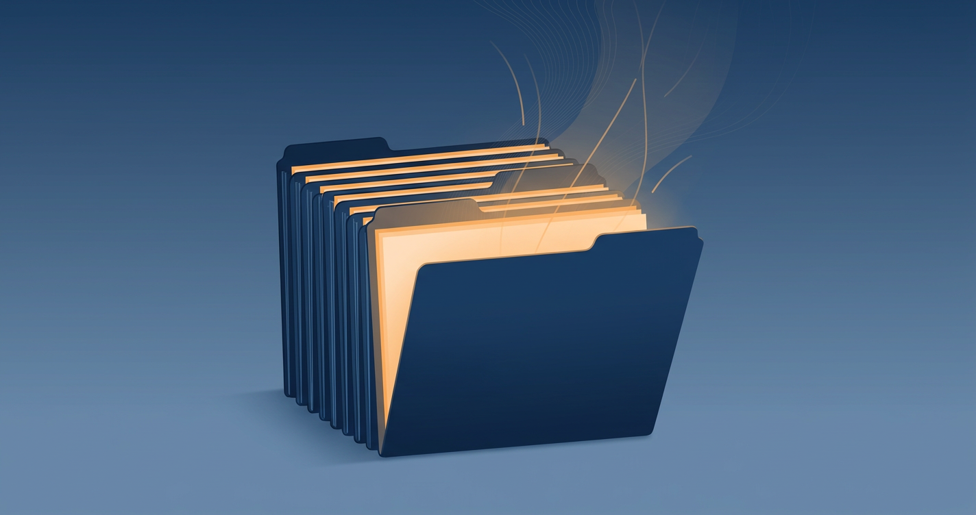 Stack of closed skill folders with one opened and glowing