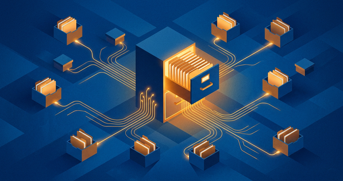 One central skills repo linked to several projects by threads of light