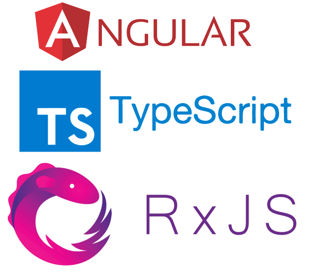 Logos of popular frameworks - typescript, angular, rxjs