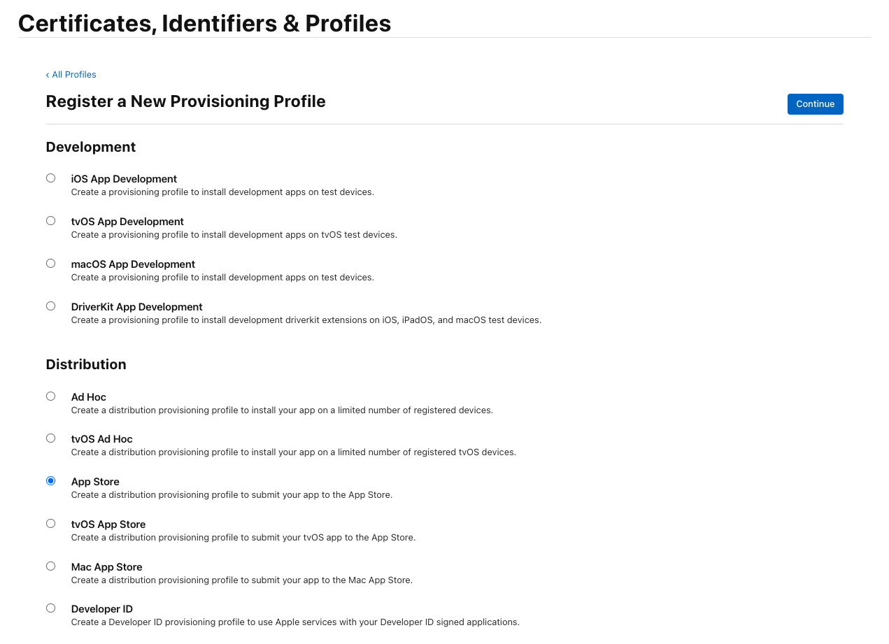 Provisioning profile first step