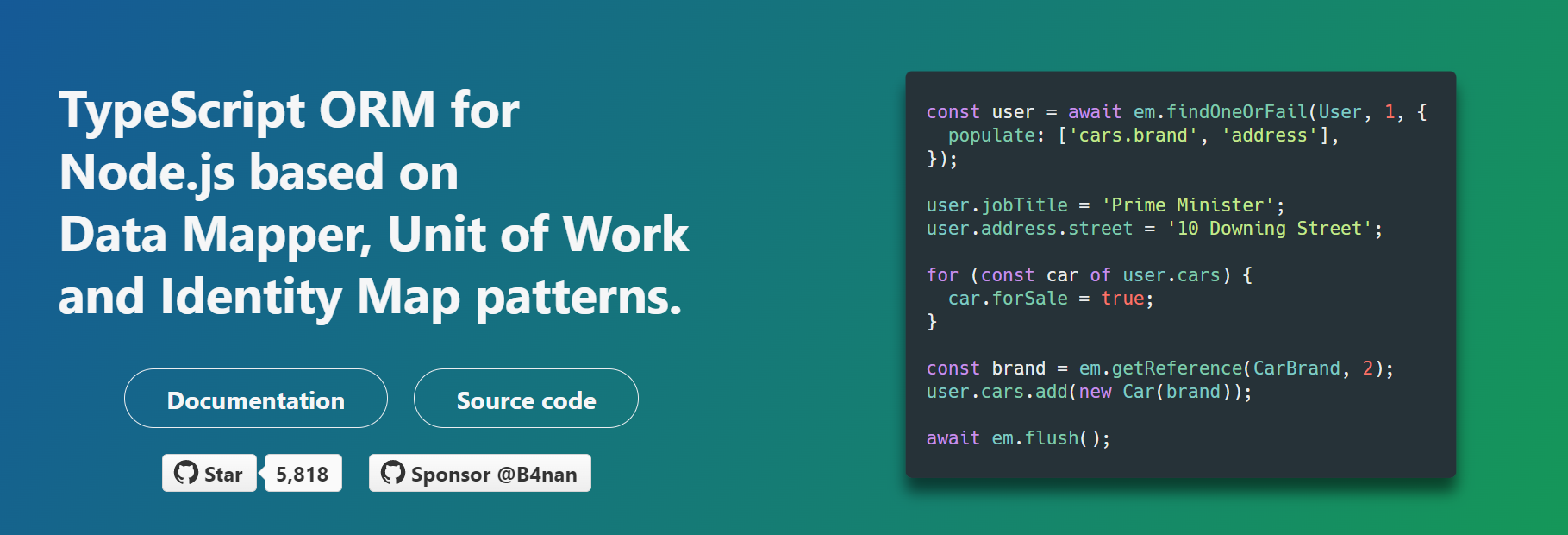 mikrorm node js javascript framework